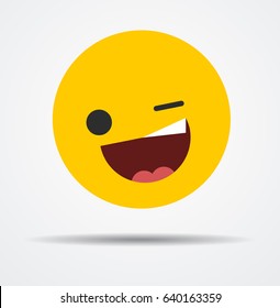 Winking emoticon in a flat design