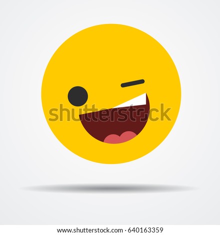 Winking emoticon in a flat design