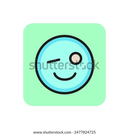 Winking emoticon line icon. Joke, humor, fun. Emoticon concept. Can be used for topics like emotion, social networking, chat