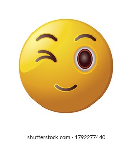 winking emoticon on white background vector illustration design