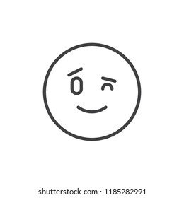 Winking emoticon outline icon. linear style sign for mobile concept and web design. Winking Face Emoji simple line vector icon. Symbol, logo illustration. Pixel perfect vector graphics