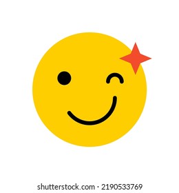 Winking emoticon with a slight smile.