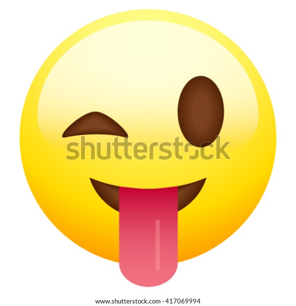 Winking Emoticon Stuck Out Tongue Isolated Stock Vector (Royalty Free ...