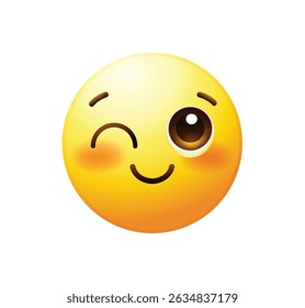 Winking emoticon vector illustration isolated. Wink emoji icon.