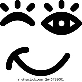 Winking, Winking Eye, Winking Face Outline Icon