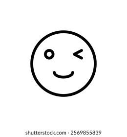 Winking eye icon Black and white outline vector