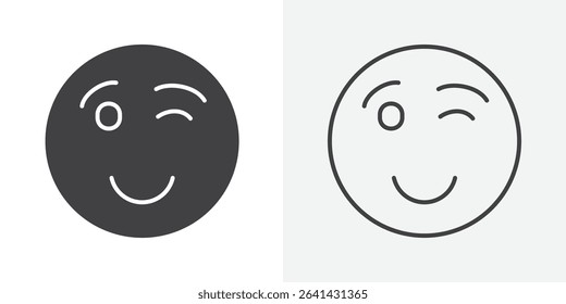 Winking eye icon Line graphics illustration