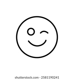 Winking eye icon Thin line art isolated