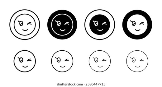 Winking eye icon Vector logo outline