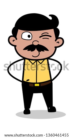 Winking Eye - Indian Cartoon Man Father Vector Illustration