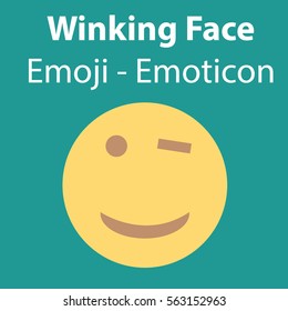 Winking face emoji - emoticon vector illustration - web or app use