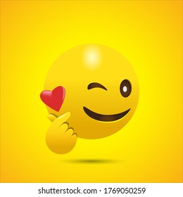 Winking Face Emoji Giving Korean Finger Heart