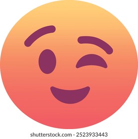 Ícone de emoji de face piscando. Cores modernas, elemento popular para mídias sociais e designs digitais. Emoticon, elemento isolado.