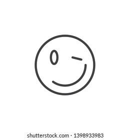 Winking Face emoji line icon. linear style sign for mobile concept and web design. Wink emoticon outline vector icon. Joke, humor symbol, logo illustration. Vector graphics