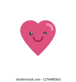 Winking Face emoticon flat icon, vector sign, colorful pictogram isolated on white. Cute heart face character emoji symbol, logo illustration. Flat style design