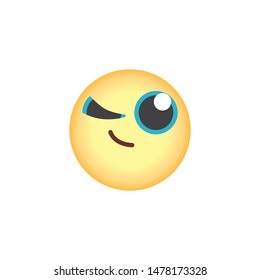 Winking face emoticon flat icon, vector sign, Wink emoji colorful pictogram isolated on white. Symbol, logo illustration. Flat style design