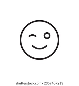 Icono de línea de emoticono de cara de guiño, símbolo sonriente de Emoji, ilustración plana sobre fondo blanco.. eps