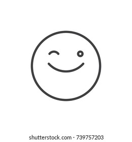 Winking face emoticon line icon, outline vector sign, linear style pictogram isolated on white. Emoji smiley symbol, logo illustration. Editable stroke