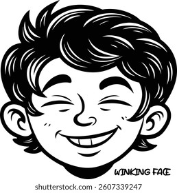 winking face Expression Silhouette Set