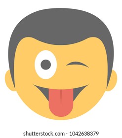 Winking Face Flat Icon

