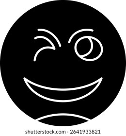 Winking Face Glyph Vector Icon Design