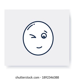 Winking face line icon. Wink and smile, cute simple emoticon. Facial expression emoji. Isolated vector illustration. Editable stroke 