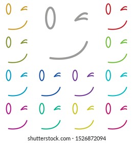 Winking, face multi color icon. Simple thin line, outline vector of emotion icons for ui and ux, website or mobile application