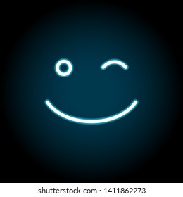 winking, face neon icon. Simple thin line, outline vector of Emotion icons for UI and UX, website or mobile application