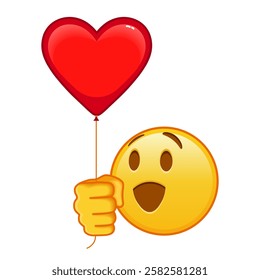 Winking face with red heart baloon Large size of yellow emoji smile