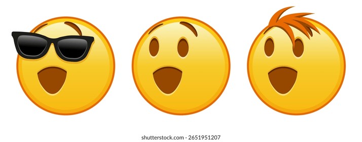 Rosto piscando Conjunto de três emojis amarelos