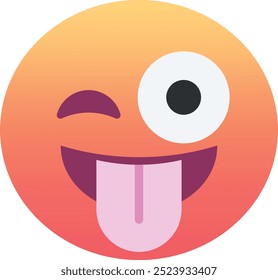 Rosto piscando com língua ícone emoji. Cores modernas, elemento popular para mídias sociais e designs digitais. Emoticon, elemento isolado.