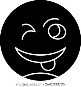Winking Face with Tongue Glyph Vector Icon Design