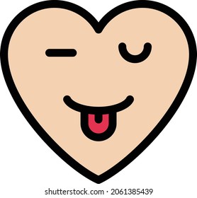 winking face vector colour line  icon