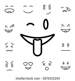 Winking, face, with, tongue flat vector icon in emotions pack