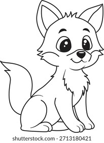Winking fox cub line art com piscadela brincalhão perfeito para cartões de aniversário, temas de festa e ilustrações infantis.