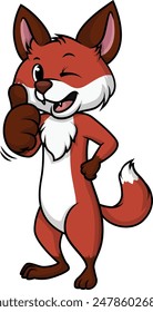 Winking fox thumbs up vector illustration