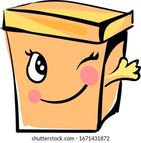 Winking gift box, illustration, vector on white background.