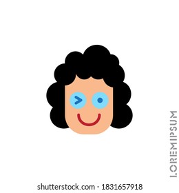 Winking girl, woman. smile emoticons isolated color on white background. Vector illustration. Wink icon vector, emotion symbol. Modern flat symbol for web and mobil apps 