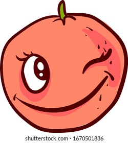 Winking grapefruit, illustration, vector on white background.