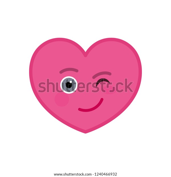 Winking Heart Shaped Funny Emoticon Icon Stock Vector (Royalty Free ...