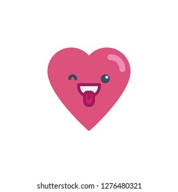 Winking Heart With Tongue face character emoji flat icon, vector sign, colorful pictogram isolated on white. Crazy Face emoticon symbol, logo illustration. Flat style design