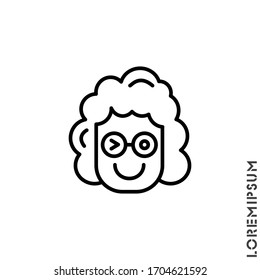 Winking line girl, woman smiley. Thin line smile emoticons isolated on a white background. Vector illustration. Wink icon vector, emotion symbol. Modern flat symbol for web and mobil apps 