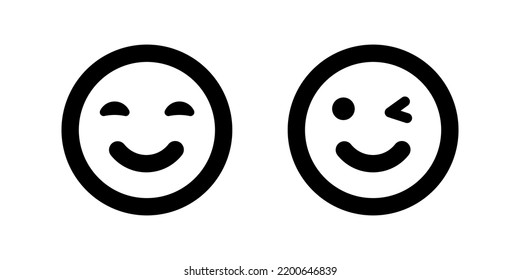 Winking line smiley. Thin line smile emoticons isolated on a white background. Vector illustration