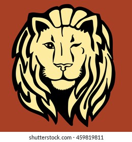 Winking lion head a?? vector illustration for print, tattoo, t-shirt, poster, logo