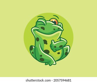 Winking Little Frog Cartoon Character