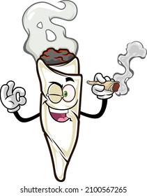 Winking Marijuana Joint Cartoon Charakter zeigt perfekte Joint. handgezeichnete Vektorgrafik einzeln auf transparentem Hintergrund
