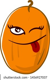 Winking melon, illustration, vector on white background