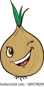 Winking onion ,illustration, vector on white background