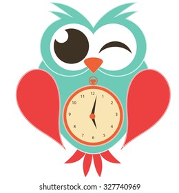 Winking Owl Clock Vector