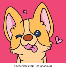 Winking Playful Corgi bonito ilustração cão